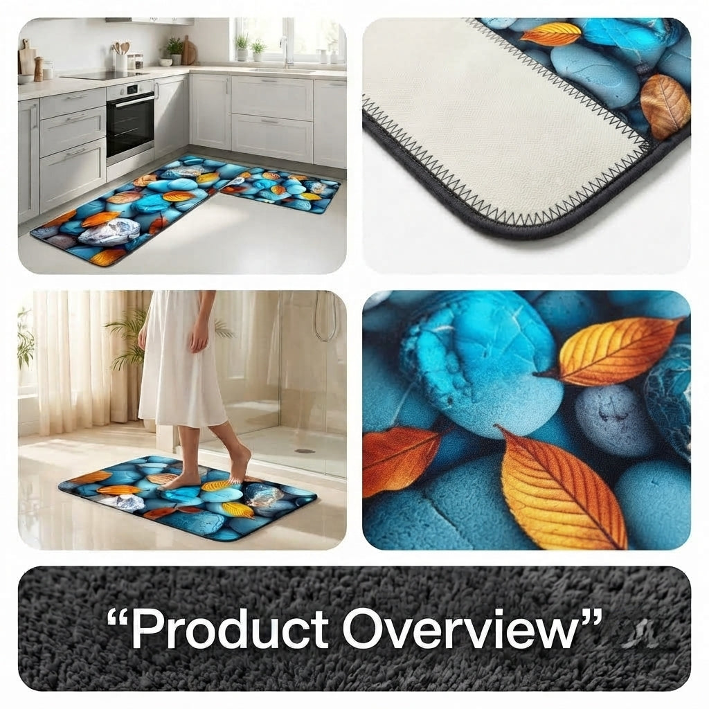 Virasaah Ocean Shells Designer Floor Mat (Blue)