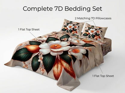 Enchanted Bloom 280-TC 7D Bedsheet Set - (Ivory)