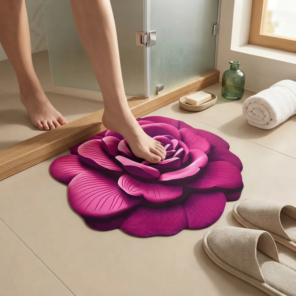 Royal Rose Blossom Designer Floor Mat (Purple & Magenta)