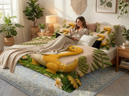 Fairy Tale Dino Bloom 280-TC 7D Bedsheet Set – (Sage Green)