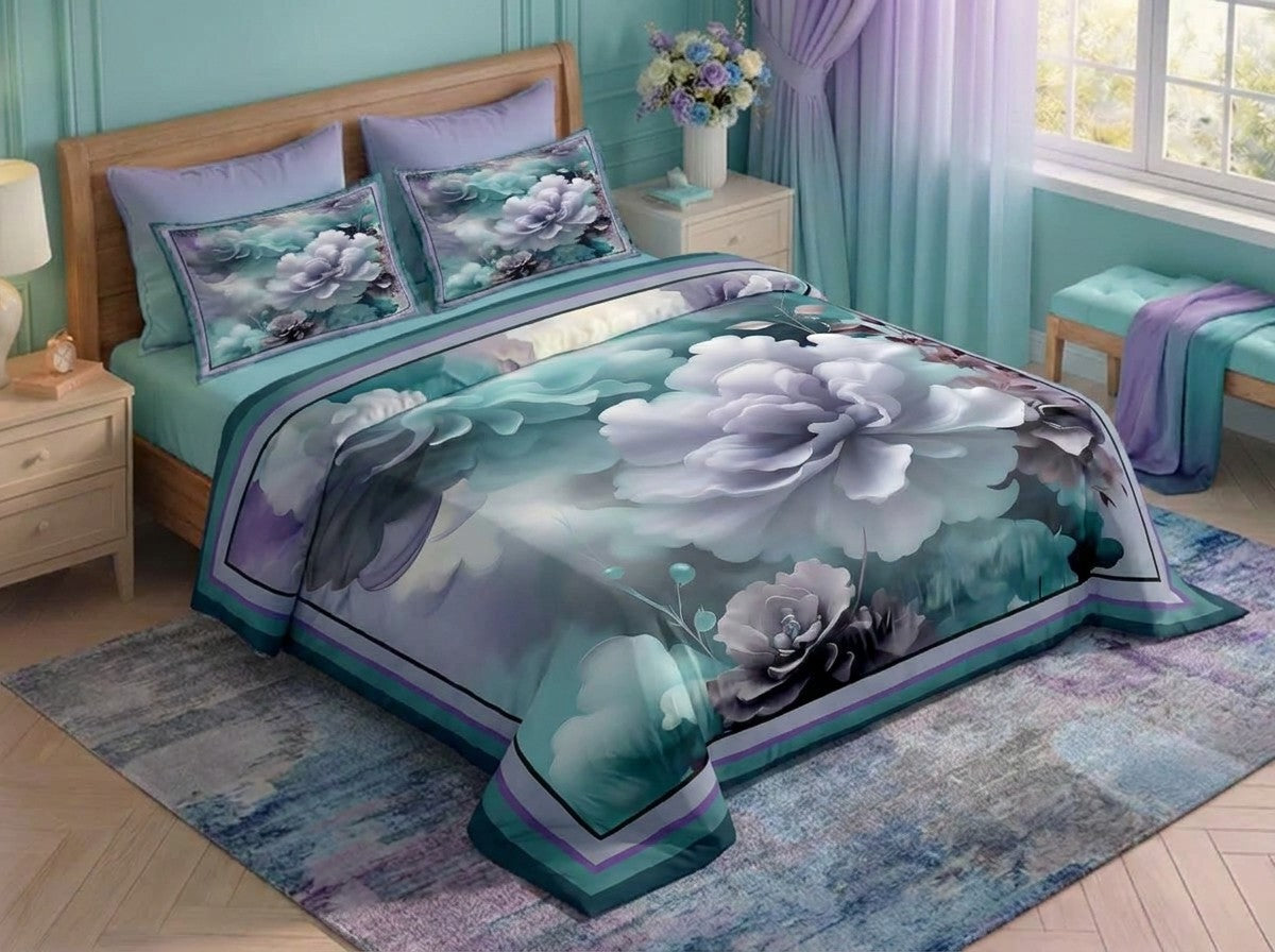 Fairy Tale Mystic Bloom 7d Bedsheet Set - Aqua