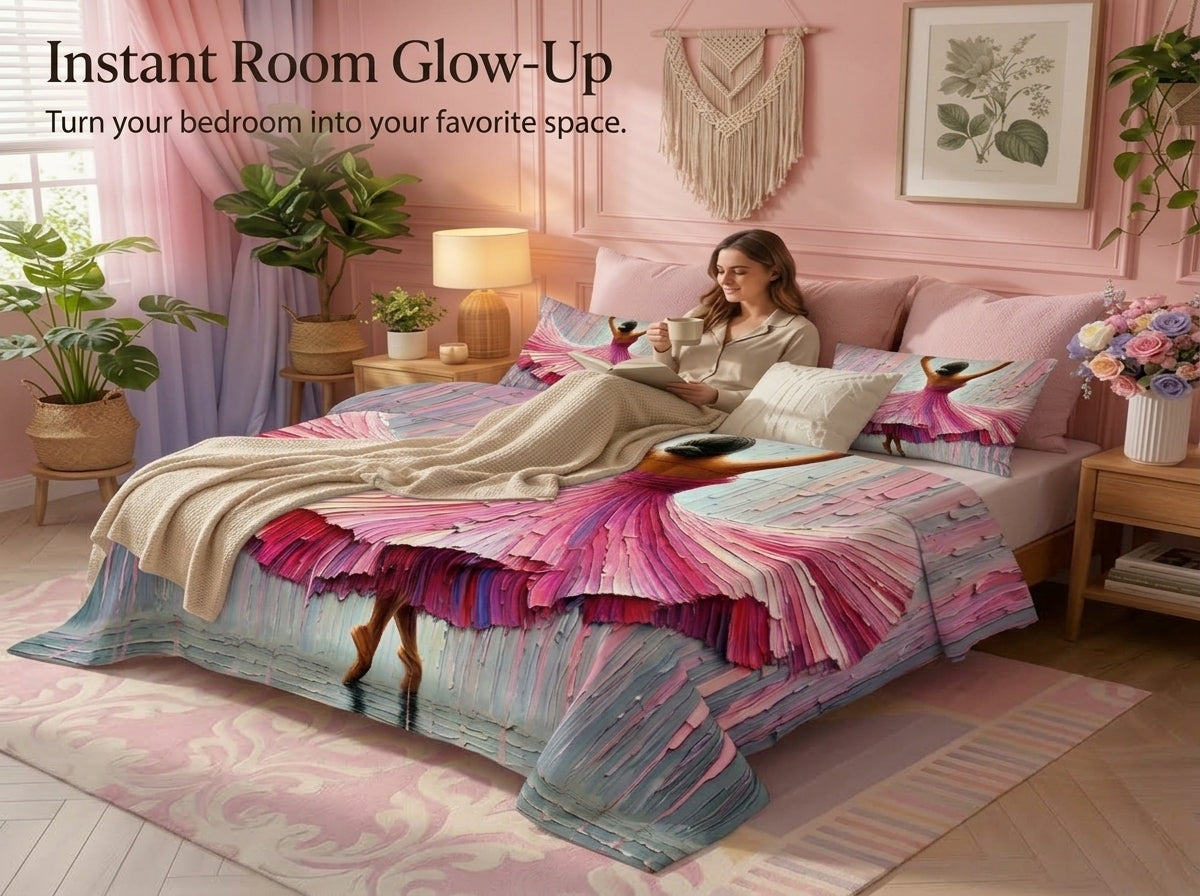 Fairy Tale Dancing Girl 7d Bedsheet Set - Pink