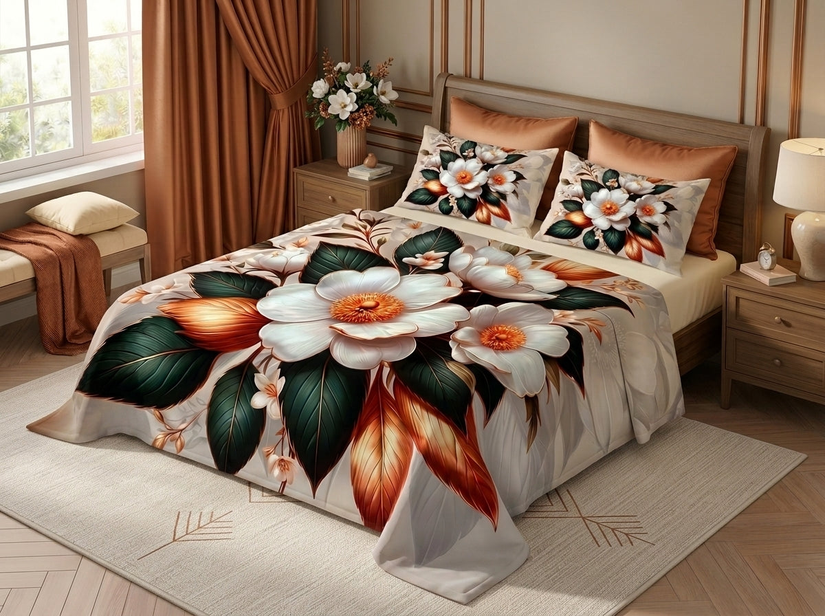 Enchanted Bloom 280-TC 7D Bedsheet Set - (Ivory)