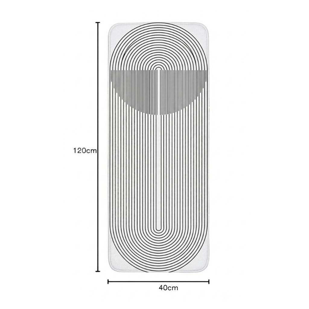 Virasaah Linear Wave Designer Floor Mat (White & Grey)