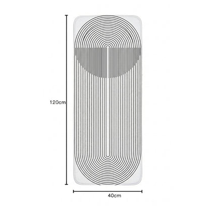 Virasaah Linear Wave Designer Floor Mat (White & Grey)