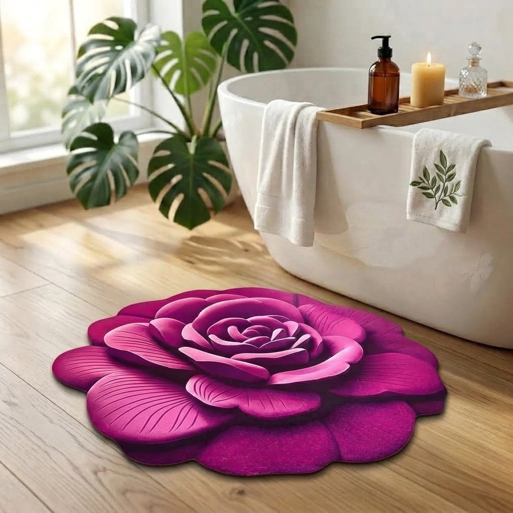Royal Rose Blossom Designer Floor Mat (Purple & Magenta)