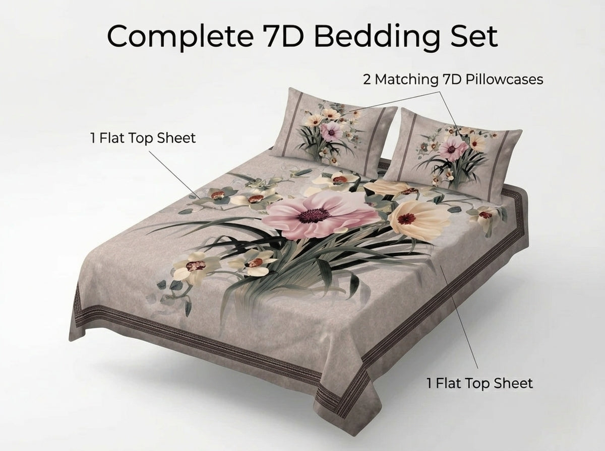 Blossom Serenity 280-TC 7D Bedsheet Set - (Grey)