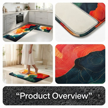 Virasaah Abstract Waves Designer Floor Mat (Multicolor)