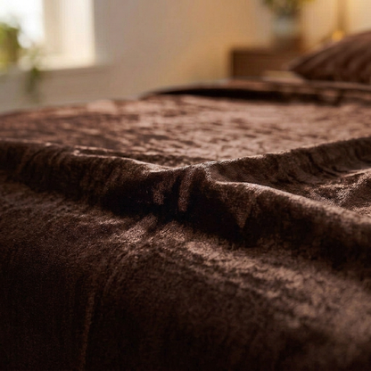 Mocha Luxe Velvet Bedsheet (Brown)