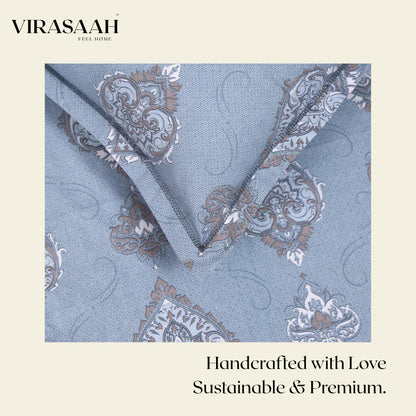 Royale Spread - Mercerized Cotton Bedsheet with two pillowcases | Gray Pitch - VIRASAAH