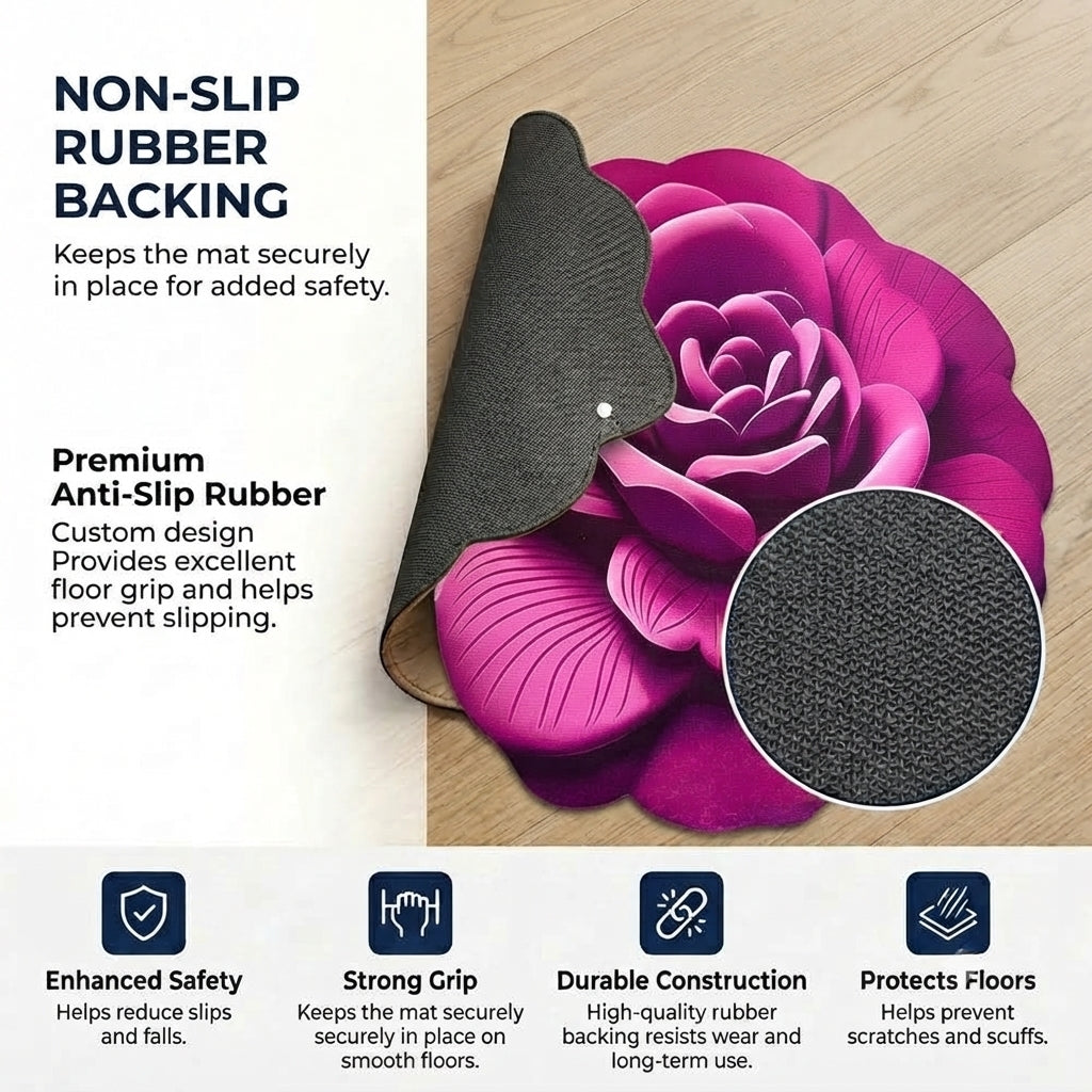 Royal Rose Blossom Designer Floor Mat (Purple & Magenta)