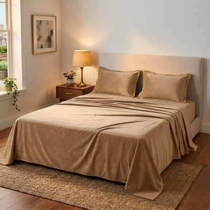 Cocoa Taupe Velvet Bedsheet (Warm Taupe Brown)