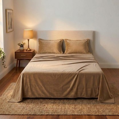 Cocoa Taupe Velvet Bedsheet (Warm Taupe Brown)
