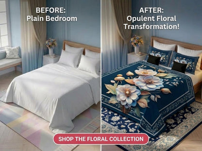 Fairy Tale Midnight Flower 280-TC 7D Bedsheet Set – (Navy)