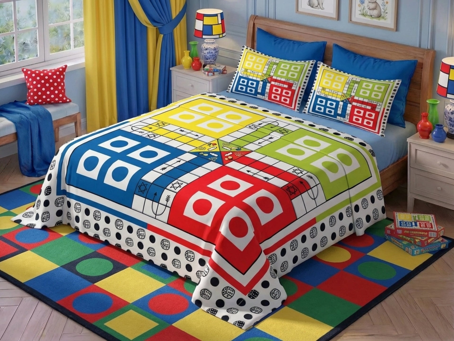 Fairy Tale Ludo 7D Bedsheet Set - (Multi Color)