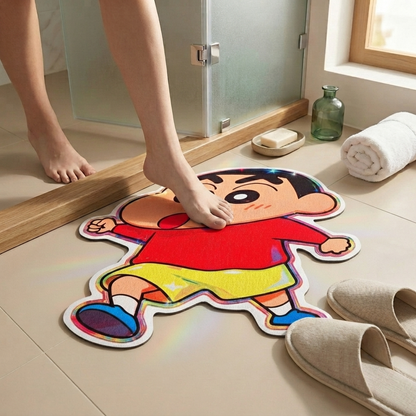 Playful Shin Chan Designer Floor Mat (Multicolor)