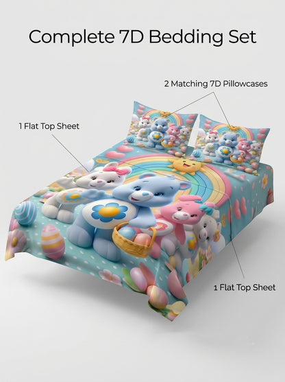 Fairy Tale Happy Bears 7D Bedsheet Set – Blue
