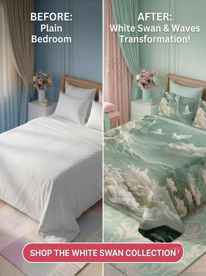 Fairy Tale Flying Doves 7D Bedsheet Set – Green