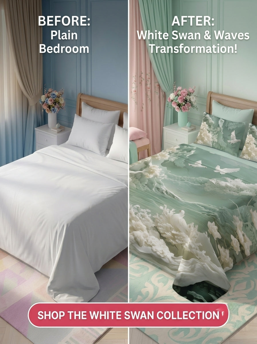 Fairy Tale Flying Doves 7D Bedsheet Set – Green