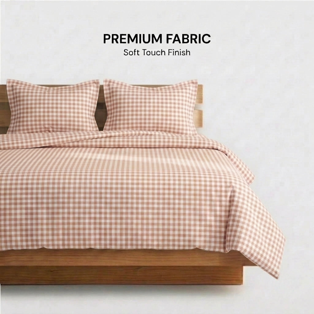 Blush Gingham 320-TC Cherry Gingham Bedsheet (Pink & White)