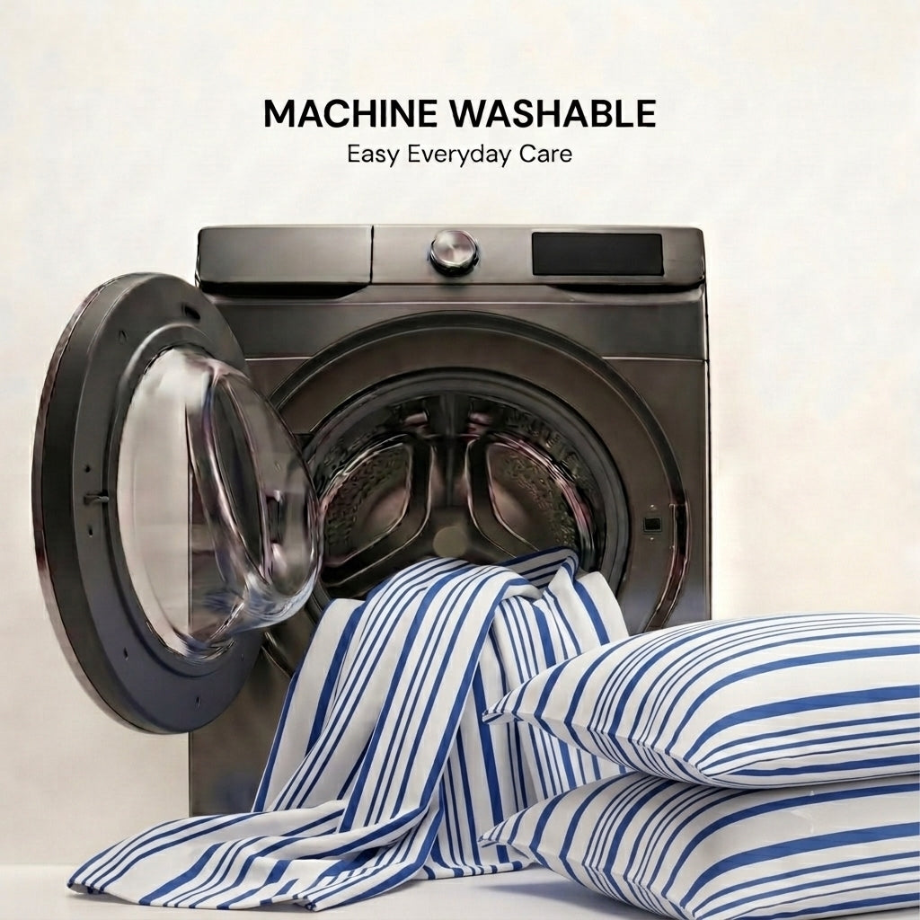 Navy Stripe 320-TC Cherry Gingham Bedsheet (Blue & White)