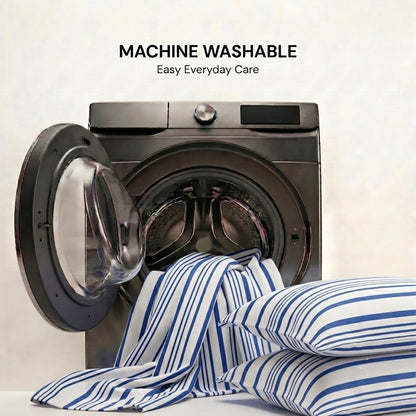 Navy Stripe 320-TC Cherry Gingham Bedsheet (Blue & White)