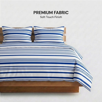 Navy Stripe 320-TC Cherry Gingham Bedsheet (Blue & White)