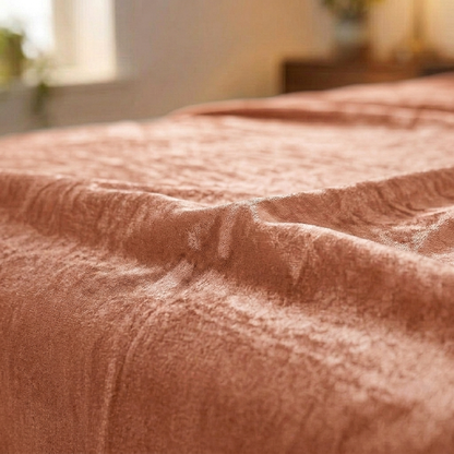 Peach Glow Velvet Winter Bedsheet (Light Peach)