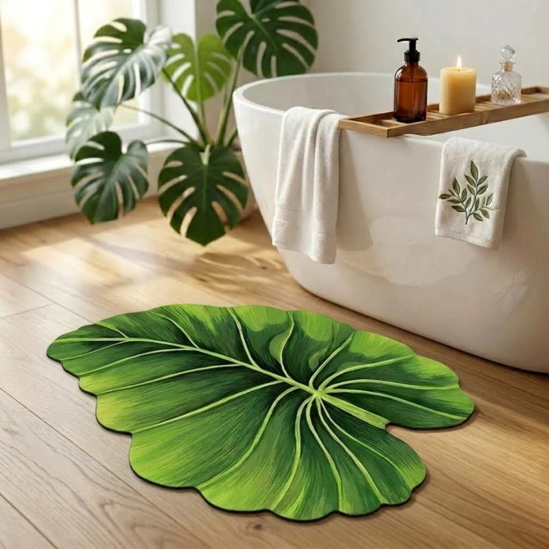 Tropical Monstera Designer Floor Mat (Green)