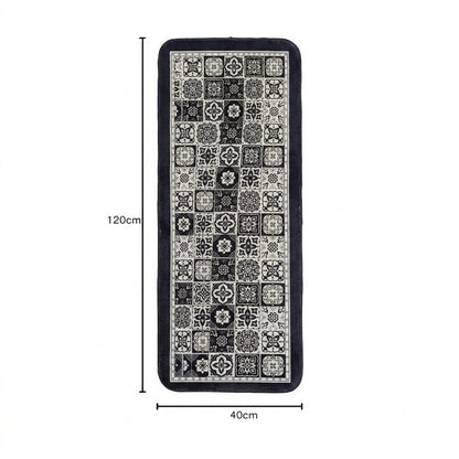 Virasaah Black & White Vintage Tile Designer Floor  Mat