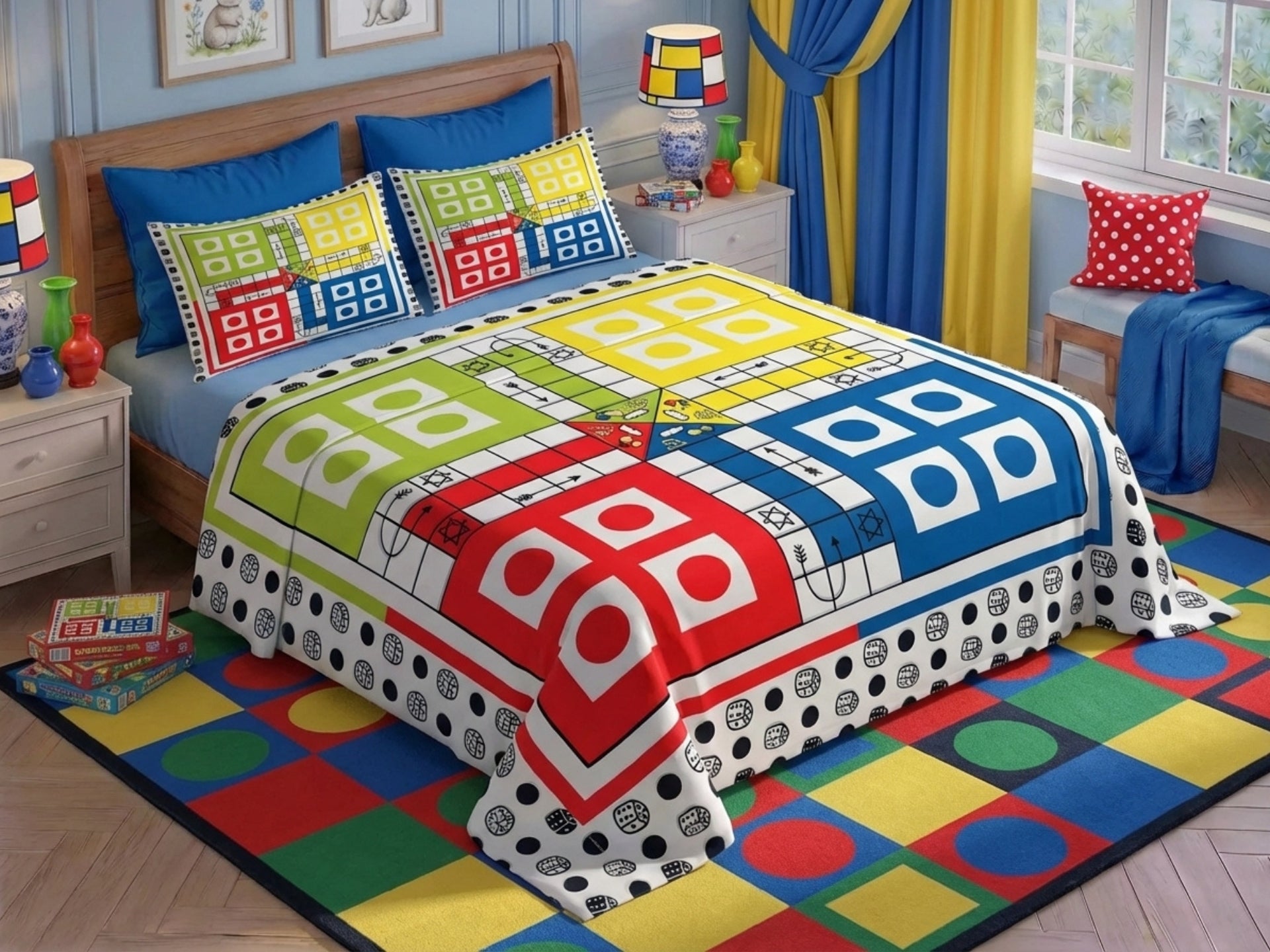 Fairy Tale Ludo 7D Bedsheet Set - (Multi Color)