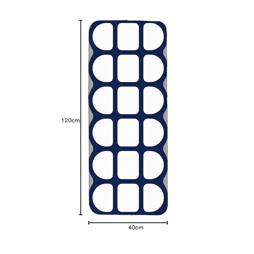 Virasaah Navy Rounded  Designer Floor Mat (Blue & White)