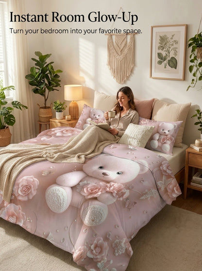 Fairy Tale Baby Teddy 280-TC 7D Bedsheet Set – Pink