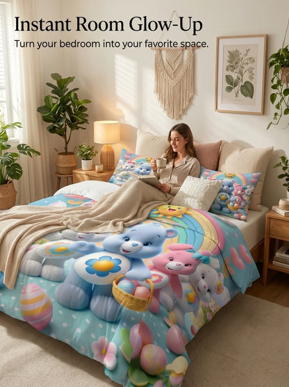 Fairy Tale Happy Bears 7D Bedsheet Set – Blue