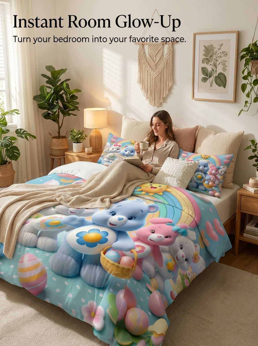Fairy Tale Happy Bears 7D Bedsheet Set – Blue