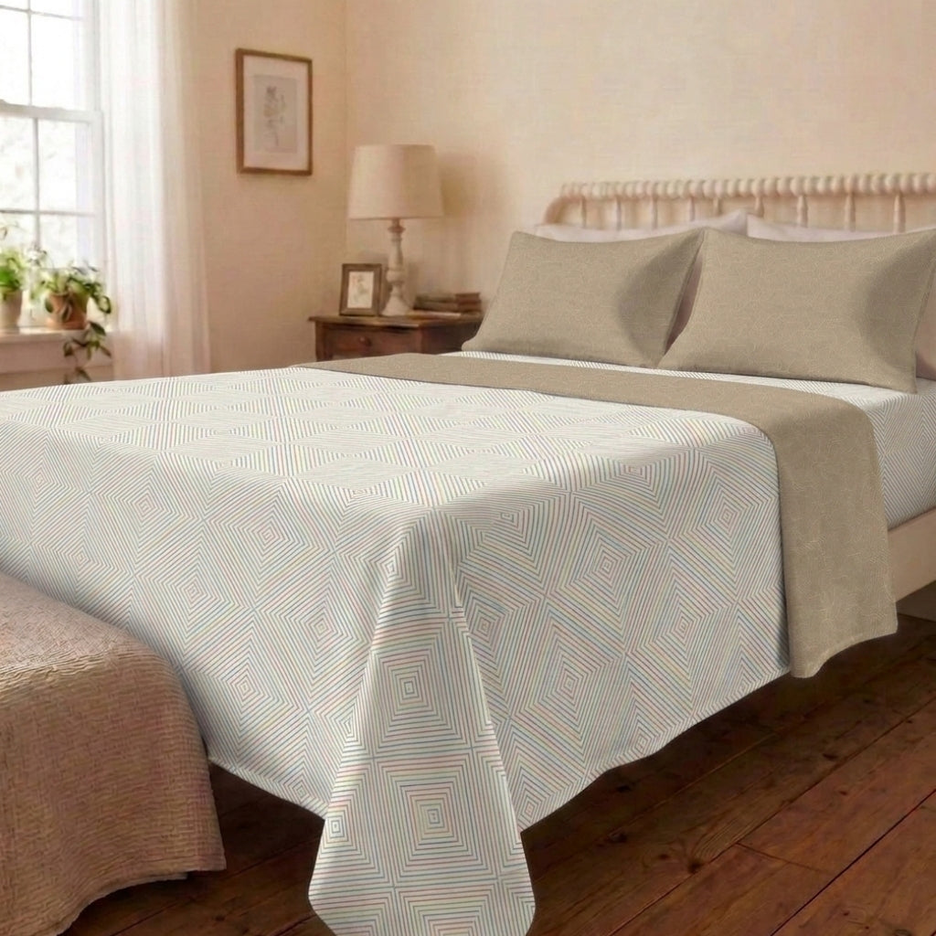 Soft Weave Cotton Bedsheet & Comforter Set
