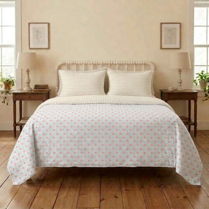 Meadow Sprig Cotton Bedsheet & Comforter Set
