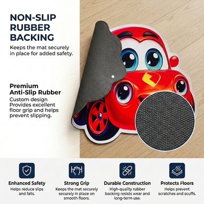 Speedy Racer Kids Designer Floor Mat (Red)