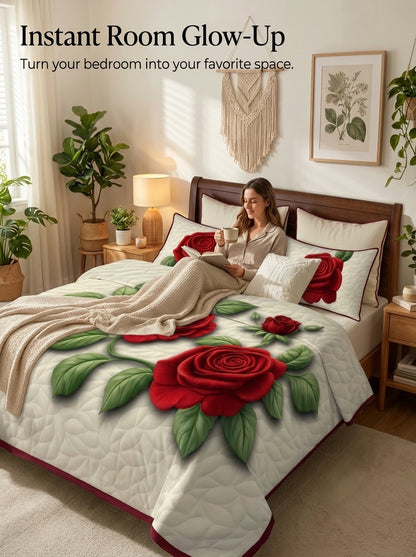 Royal Crimson Rose 280-TC 7D Bedsheet Set - Ivory