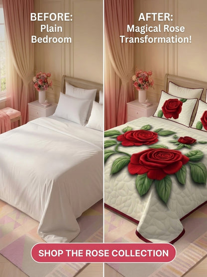 Royal Crimson Rose 280-TC 7D Bedsheet Set - Ivory