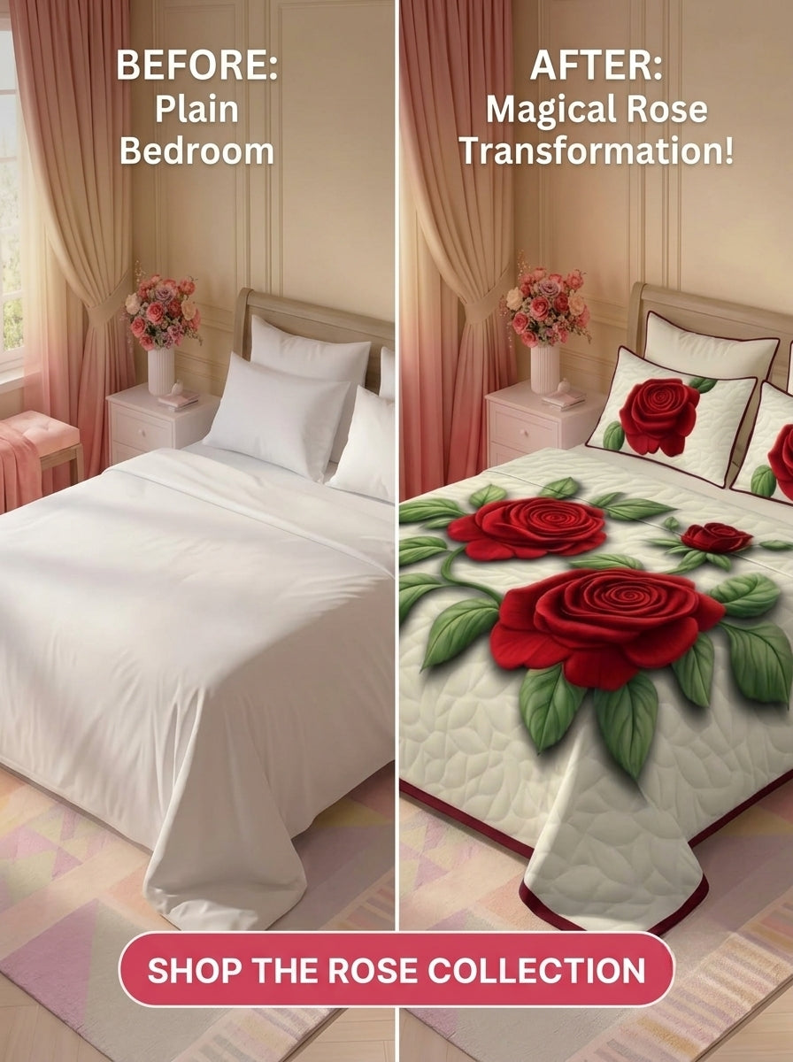 Royal Crimson Rose 280-TC 7D Bedsheet Set - Ivory