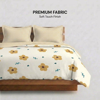 Marigold Meadow Cotton Bedsheet & Comforter Set