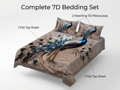 Royal Peacock Dream 280-TC 7D Bedsheet Set - (Taupe)