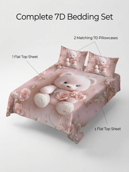 Fairy Tale Baby Teddy 280-TC 7D Bedsheet Set – Pink