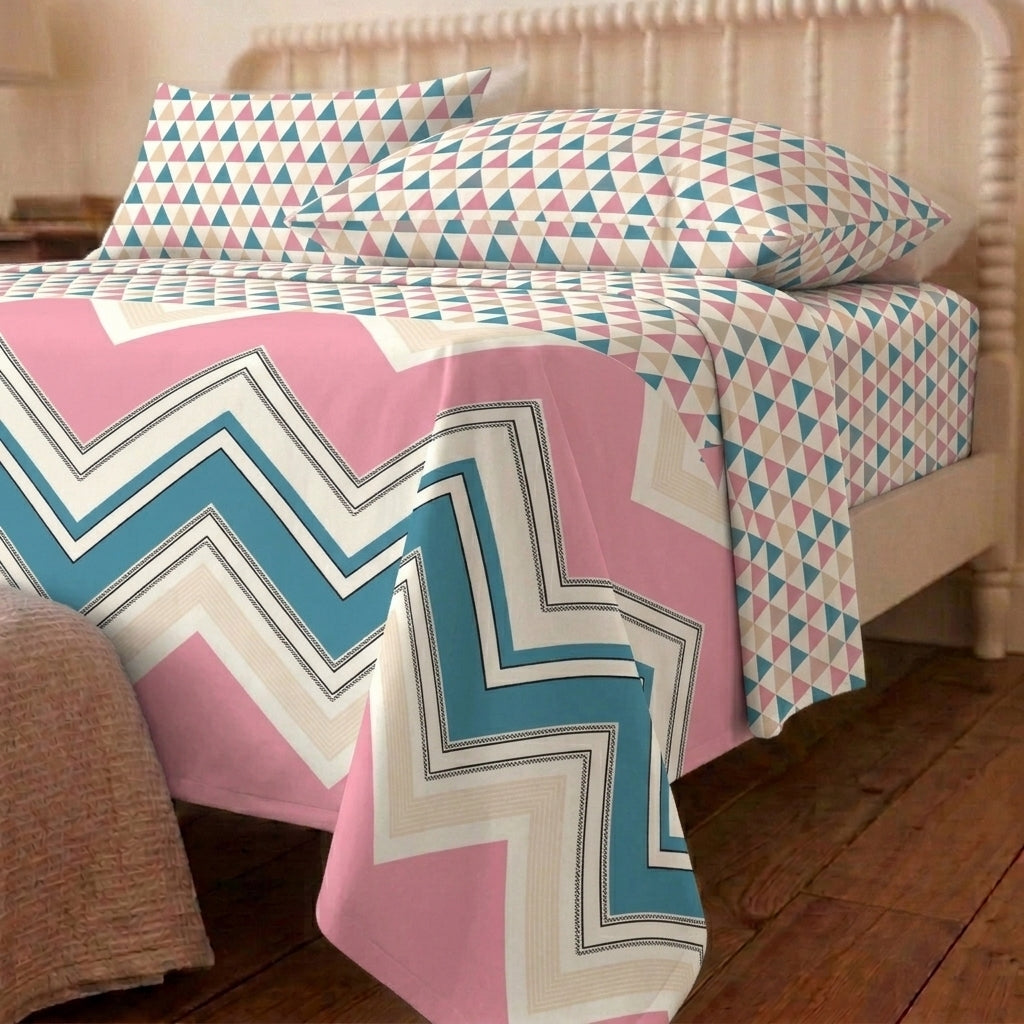 Chevron Muse Cotton Bedsheet & Comforter Set