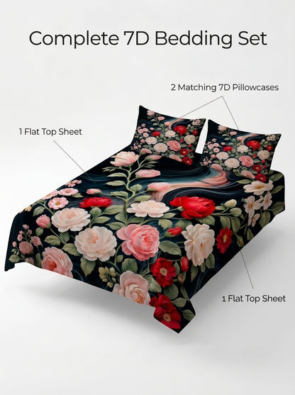 Fairy Tale Moonlit Garden 280-TC 7D Bedsheet Set - (Navy)