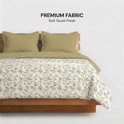 Cedar Print Cotton Bedsheet & Comforter Set
