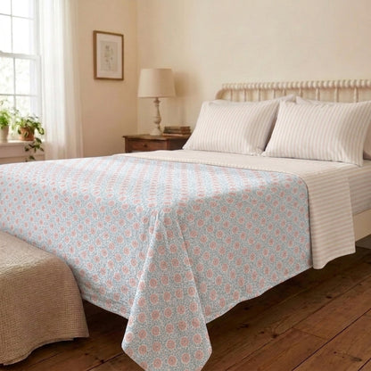 Meadow Sprig Cotton Bedsheet & Comforter Set