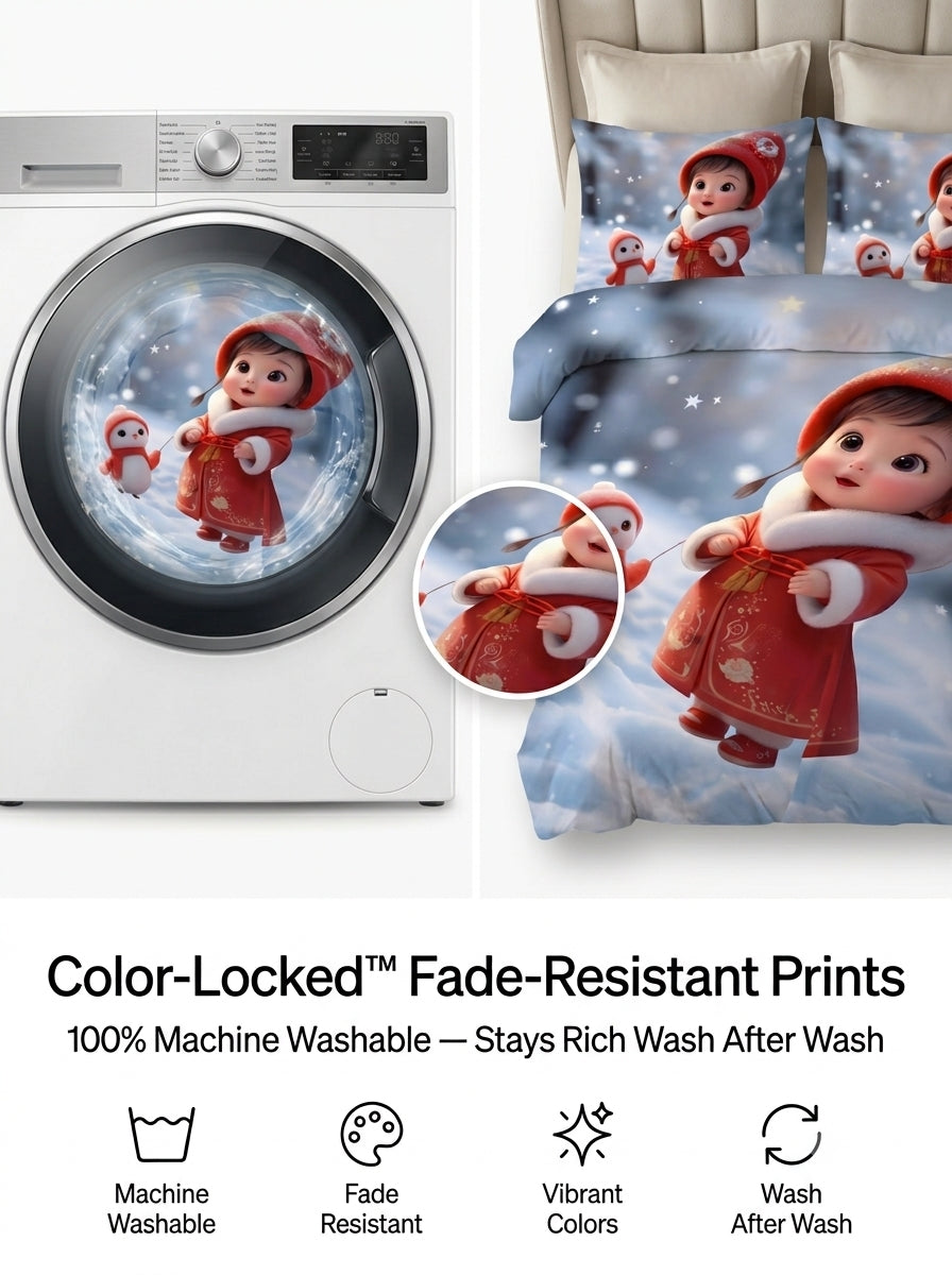 Fairy Tale Snow Baby 280-TC 7D Bedsheet Set - (red blue)