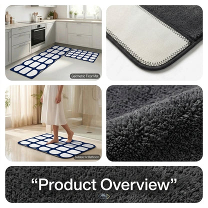 Virasaah Navy Rounded  Designer Floor Mat (Blue & White)